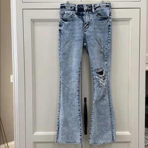 Vervet Los Angeles Womens size 24 Distressed High-Rise Crop Flare Jeans AcidWash